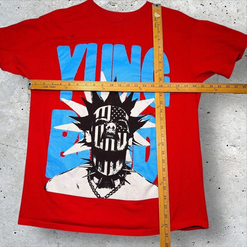 Yung Blood Red Punk Skull Mohawk Graphic T‑Shirt Life On Mars Tour 2022 L - Picture 8 of 8